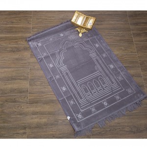 Grey Val-vet Foam Quilted Jai namaz / Prayer Rug / Prayer Mat FPM-10-06